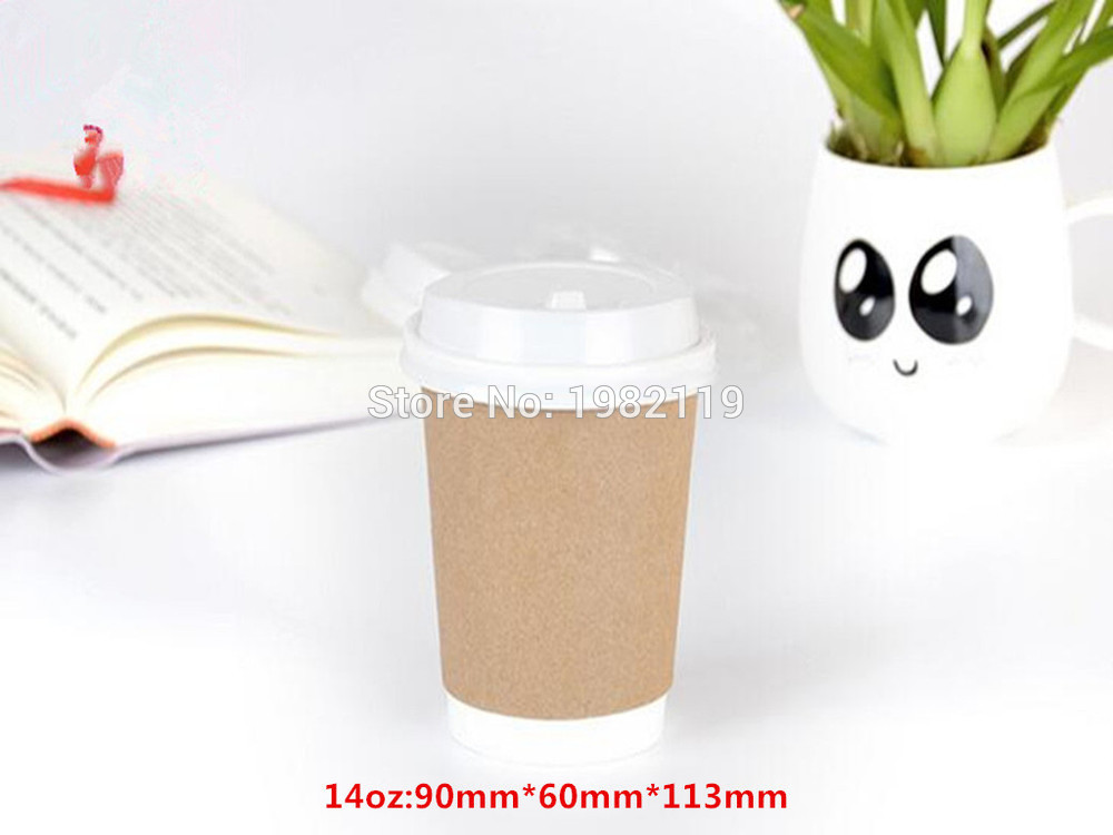 14½ ȸ   ũƮ  Ŀ     Hot   50PCS /14oz  Disposable paper Cup Kraft double faced Coffe Cup Tea Milk Cup Hot Beverages Cup   50PCS